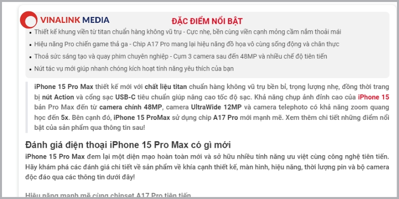Content SEO trang sản phẩm